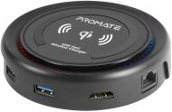 USB-хаб Promate CenterHub USB-C PD/10W Wireless Charger/HDMI/2xUSB 3.0/USB-C 3.1/RJ45 Black USB-хаб Promate CenterHub USB-C PD/10W Wireless Charger/HDMI/2xUSB 3.0/USB-C 3.1/RJ45 Black