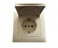 Розетка с заземлением Efapel Logus 2P+Z 16 А 250 В без шторок с крышкой слоновая кость