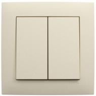 Выключатель проходной двухклавишный Efapel Logus без подсветки металлик перламутровый