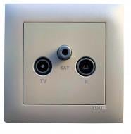 Розетка TV+R+SAT оконечная Efapel Logus металлик перламутровый