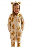 Кигуруми-пижама для девочек HW принт Медвежонок р.146-152 коричневый/розовый 0348