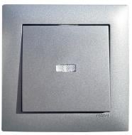 Выключатель одноклавишный Efapel Logus с подсветкой металлик алюминиевый 21012 TAL