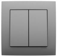 Выключатель двухклавишный Efapel Logus без подсветки металлик алюминиевый 21061 TAL