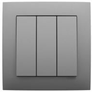 Выключатель трехклавишный Efapel Logus без подсветки металлик алюминиевый 21088 TAL