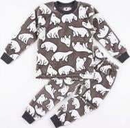 Пижама для девочек/для мальчиков HW Полярные медведи р.128-134 коричневый/белый 0345