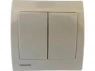 Выключатель двухклавишный Siemens Iris без подсветки кремовый 18509 A
