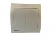 Выключатель проходной двухклавишный Siemens Iris без подсветки кремовый 18510 A