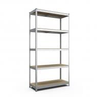 Стеллаж 2000x1200x600 мм Меткас Стандарт серый ДСП полки 5 шт. цинкованный