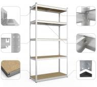 Стеллаж 2200x1100x500 мм Меткас Стандарт серый ДСП полки 5 шт. цинкованный