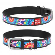 Ошейник WAUDOG Design с рисунком Цветы 2,5х38-49 см черный