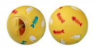 Игрушка для котов Zoomax Мяч-кормушка с рыбками 7,5 см желтый EV008