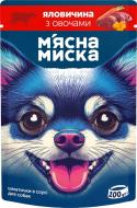 Корм влажный М'ясна миска для собак кусочки в соусе с говядиной и овощами 100 г