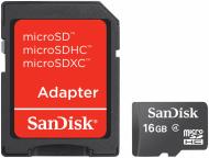 Карта памяти SanDisk microSDHC 16GB Class 4 + SD adapter