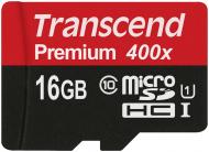 Карта памяти Transcend miсroSDHC 16 ГБ Class 10 Transcend microSDHC 16 GB Class 10 UHS-I Premium 400x + SD adapter (TS16GUSDU1)