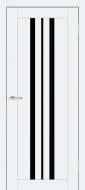 Дверное полотно ОМиС Lego 055 BG (с фрезерововкой п/з 96/85) ПО черное стекло 700 мм белый эмалекс