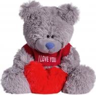 Мягкая игрушка Yarokuz Мед медь с заплатками Me To You в футболке с сердцем 40 см серый