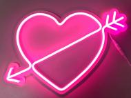 Неонова вивіска ArtEco Light Серце 15 Вт 260x380 мм рожевий