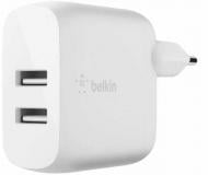 Зарядний пристрій Belkin Home Charger (24W) DUAL USB 2.4A, white