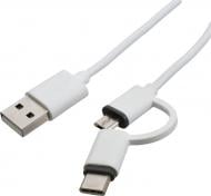 Кабель Patron 2 в 1 USB 2.0 - Micro USB 2.0 + Type-C 1 м білий (CAB-PN-MIC-TYPE-C-1M)