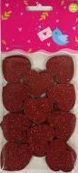 Декоративный элемент Сердца красные из глиттера