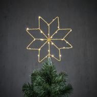 Верхушка светодиодная Снежинка 21,5 см 28 LED на прищепке теплый белый комбинированная золотой