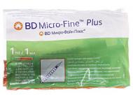 Шприц инсулиновый 1 мл U-100 BD Micro-Fine Plus 30G (0,30 x 8 мм) 10 штук