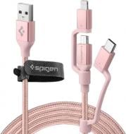 Дата-кабель Spigen USB 2.0 AM – Type-C/micro 5P/Lightning розовый (000CB23018)