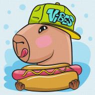 Картина по номерам Капибара и хот-дог 30х30 см Ideyka