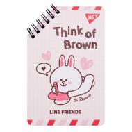 Блокнот 95х145 мм 60 арк. Line Friends Think of Brown YES