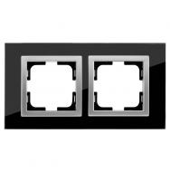 Рамка двухместная Mono Style Glass универсальная черное стекло 107-720000-161