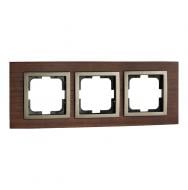 Рамка тримісна Mono Style Wood універсальна горіх 107-510000-162