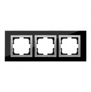 Рамка трехместная Mono Style Glass универсальная черное стекло 107-720000-162
