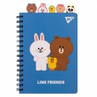 Блокнот А5 80 арк. з фігурними роздільниками Line Friends YES