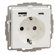 Розетка USB + USB 1 с заземлением Schneider Electric Merten IP20 полярно-белый MTN2367-0319