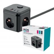 Мережевий фільтр IKOS C33S-CUPD із заземленням 3 гн. чорний 1,4 м 0027-CES