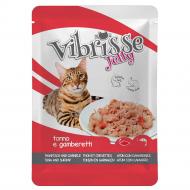 Корм влажный для взрослых котов VIBRISSE JELLY с тунцем и креветками в желе (пауч) 70 г