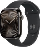 Смарт-годинник Apple Watch Series 10 GPS + Cellular 42mm Slate Titanium Case with Black Sport Band - M/L (MWXH3QH/A)
