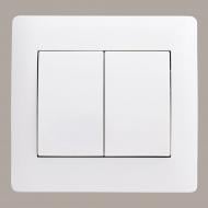 Выключатель двухклавишный LXL Oscar без подсветки белый TL1104A WHITE