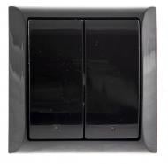 Выключатель двухклавишный двухклавишный LXL Terra с подсветкой черный 2209 BLACK Выключатель двухклавишный двухклавишный LXL Terra с подсветкой черный 2209 BLACK
