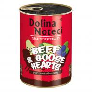 Корм влажный Dolina Noteci Superfood с говяжьими и гусиными сердцами 400 г