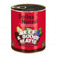 Корм влажный Dolina Noteci Superfood с говяжьими и гусиными сердцами 800 г