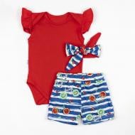 Комплект для новорожденных Dexter`s Боди с шортами и повязкой Cherry красный/синий р.68 d125вл-кр