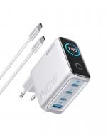 Адаптер Anker Laptop GaN Charger 140W, 3xUSB-C PD3.1 & 1xUSB-A w Display and Cable (Silver)