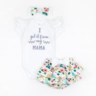 Комплект для новорожденных Dexter`s Боди блумеры и повязка Flowers белый р.86 d10-57бт-б