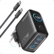 Зарядний пристрій Anker GaN Charger 100W, 2xUSB-C PD & 1xUSB-A w Display and Cable