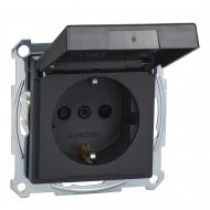 Розетка с крышкой 1 с заземлением Schneider Electric Merten IP44 антрацит MTN2314-0414