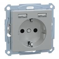 Розетка USB + USB 1 с заземлением Schneider Electric Merten IP20 антрацит MTN2366-0460