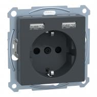 Розетка USB + USB 1 с заземлением Schneider Electric Merten IP20 антрацит MTN2366-0414