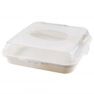 Тортниця Dunya Plastik квадрат 36x36x10 см кремова пластик 30308-DN-816