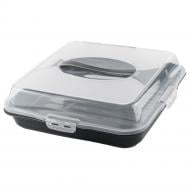 Тортовница Dunya Plastik квадрат 36x36x10 см антрацит пластик 30308-DN-413